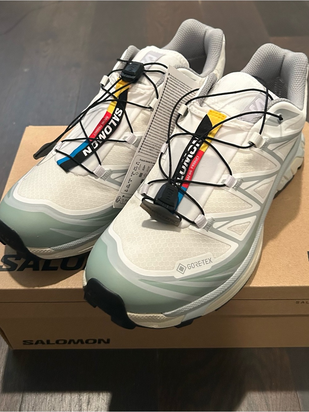 NWT Salomon XT-6 GTX Sneakers Size 9 Women/8 Men in White/Green Milieu - Picture 6 of 7